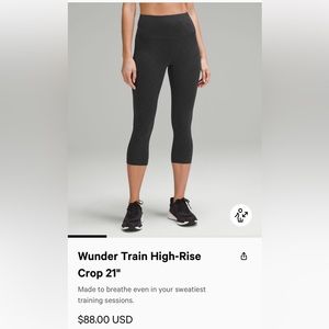 Lululemon Wunder Train High Rise - size 8